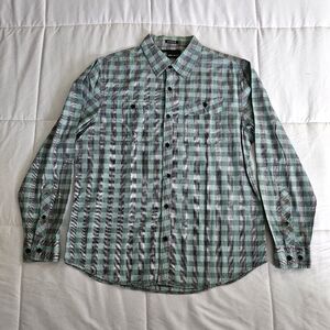 Ocean Current Teal and Gray Checkered Shirt